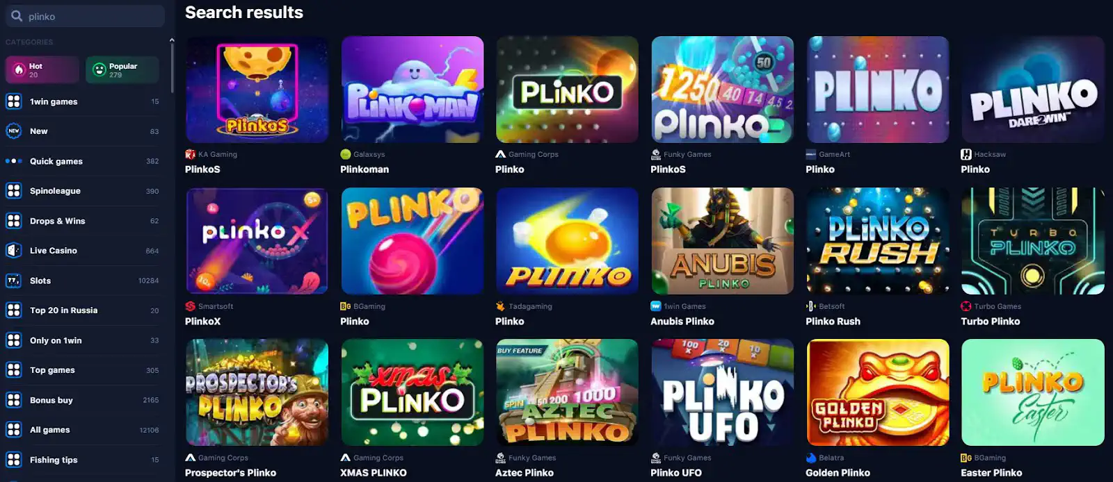 1win Plinko online